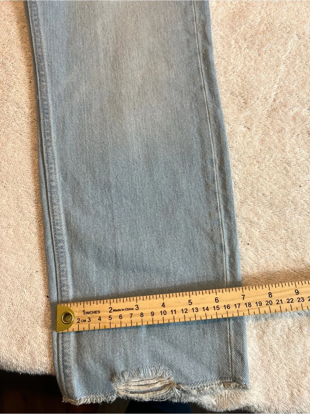 Old Navy Light Blue Distressed Flare Jeans - Girls size 14 adjustable waist